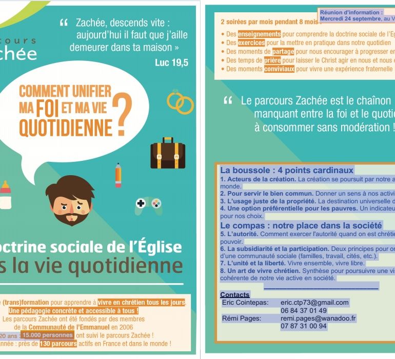 Deuxième édition du parcours ZACHEE: relire son rapport à la société par l’Evangile!